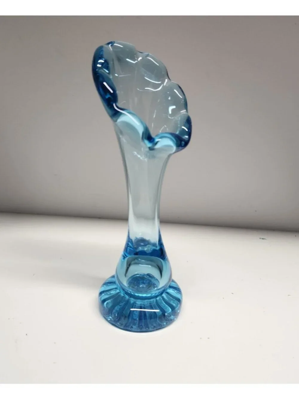 Blown Glass Light Blue Bud Vase 7.25